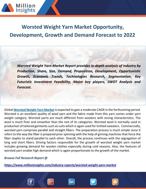 Worsted Weight Yarn Market Opportunity Development Growth
