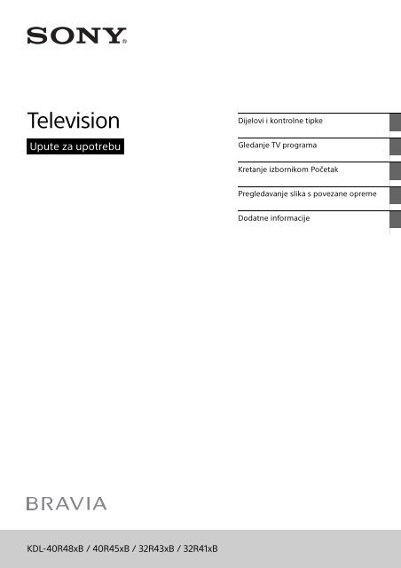 Sony KDL-32R303B - KDL-32R303B Mode d'emploi Croate