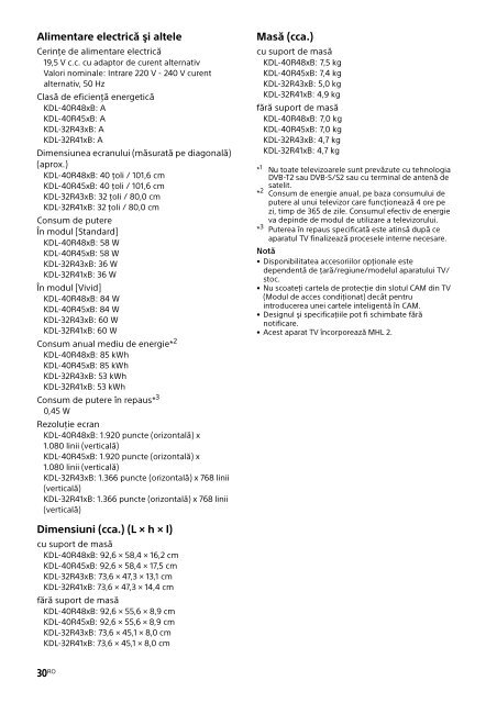 Sony KDL-32R303B - KDL-32R303B Mode d'emploi Grec