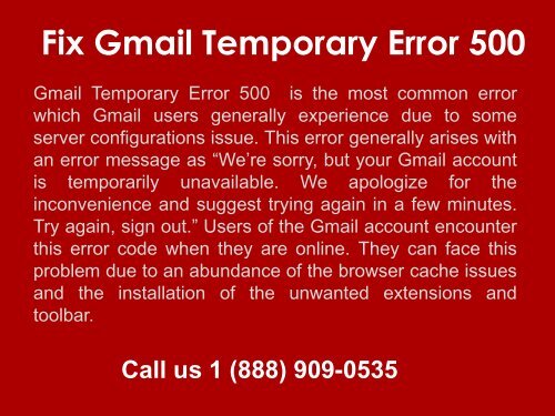 Fix Gmail Temporary Error 500 Call 1-888-909-0535 Gmail Support