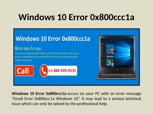 1-888-909-0535 How to Fix Windows 10 Error 0x800ccc1a