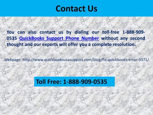 Call 1-888-909-0535 to fix QuickBooks Error 3371