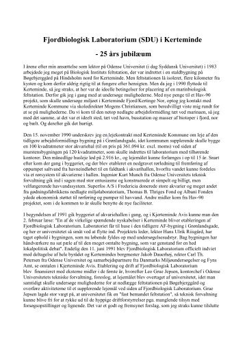 Fjordbiologisk Laboratorium - 25 års jubilæum - 26feb2018