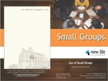 Small Groups Small Groups - New Life Fellowship Church