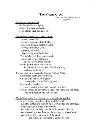 The Nicene Creed - New Life Fellowship Church