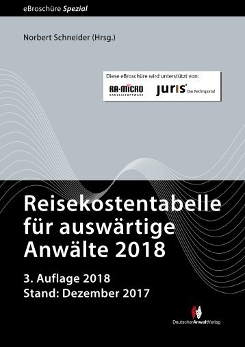 Reisekostentabelle für auswärtige Anwälte 2018