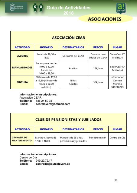 GUIA DE ACTIVIDADES  MUNICIPALES 2018