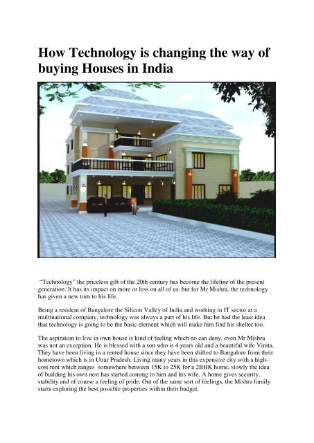 How Technology is changing the way of Buying Houses in India