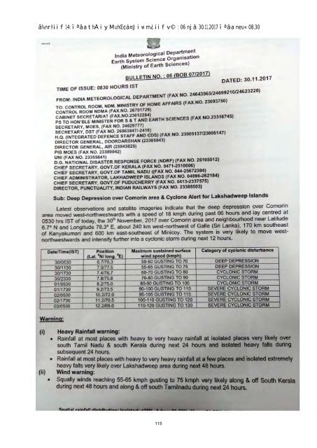 Ockhi Cyclone Dec-2017 Report Tamil