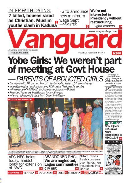 27022018 - Yobe Girls: We weren't part of meeting at Govt House — PARENTS OF ABDUCTED GIRLS