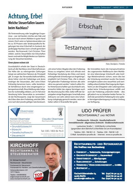 Gazette Zehlendorf Nr. 3/2018