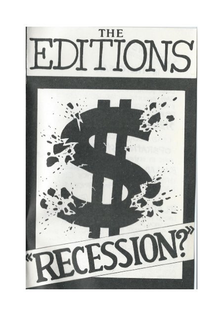 The Editions - Recession Songbook, 1983