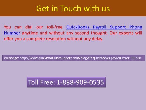 Call 1-888-909-0535 to Fix QuickBooks Payroll Error 30159