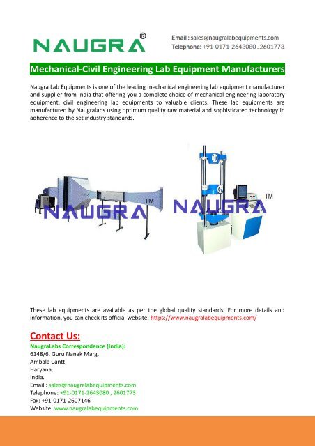 Mechanical Engineering Lab Equipment Manufacturers