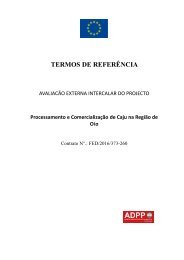 TDR para a Avaliação Externa Intercalar do Projeto de Processamento e Comercialização de Caju na Região de Oio