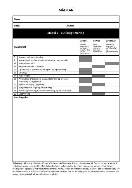 Målplan modul 2 - Butiksoptimering-2 aflever