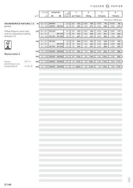 Fischer Papier AG - Preisliste