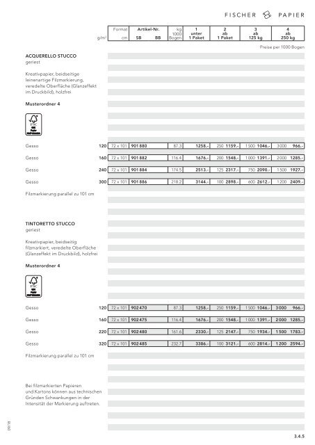 Fischer Papier AG - Preisliste