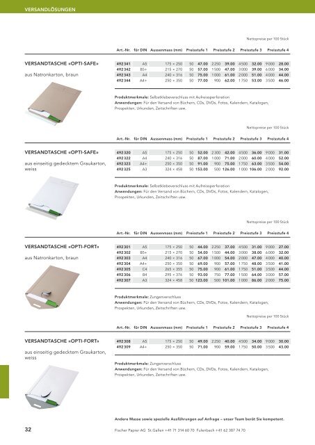 Fischer Papier AG - Preisliste