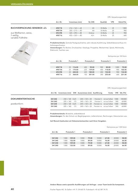 Fischer Papier AG - Preisliste