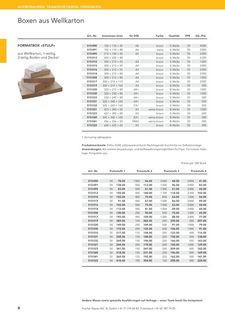 Fischer Papier AG - Preisliste