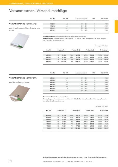 Fischer Papier AG - Preisliste