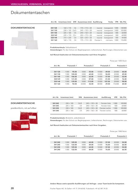 Fischer Papier AG - Preisliste