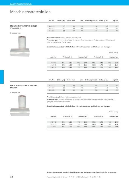 Fischer Papier AG - Preisliste