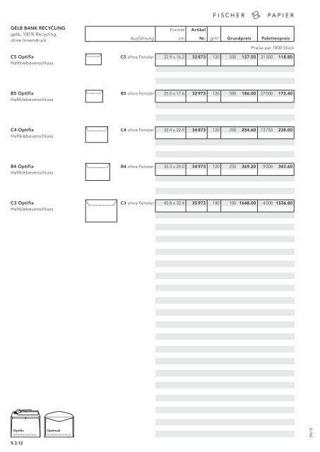 Fischer Papier AG - Preisliste