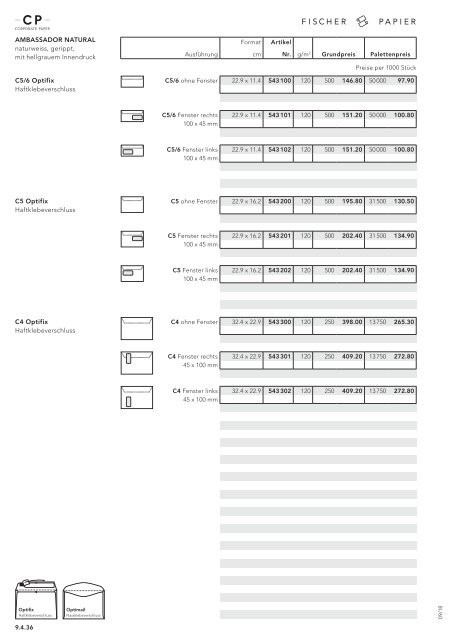 Fischer Papier AG - Preisliste