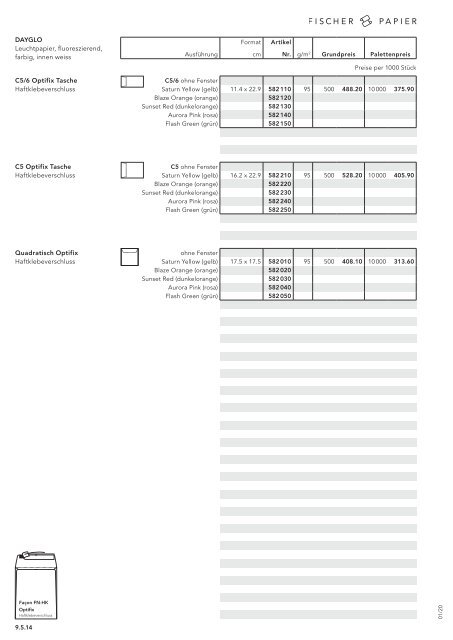 Fischer Papier AG - Preisliste