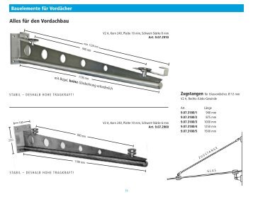 Bauelemente für Vordächer - Bing Inox - Geländersysteme