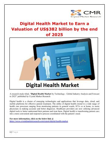 Digital Health Market to Earn a Valuation of US$382 billion by the end of 2025