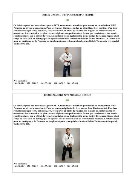 catalogue sabretooth taekwondo saison 2017 2018