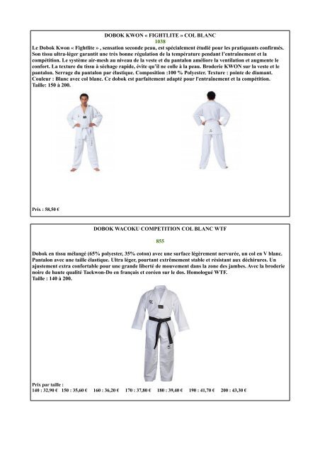 catalogue sabretooth taekwondo saison 2017 2018