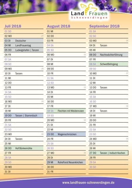 Landfrauen Schneverdingen - Programm 2018/19