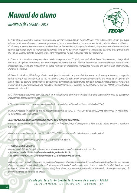 Manual do Aluno FECAP 2018