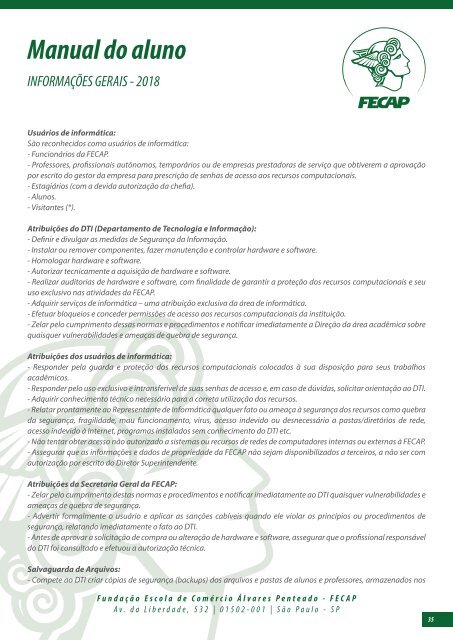 Manual do Aluno FECAP 2018