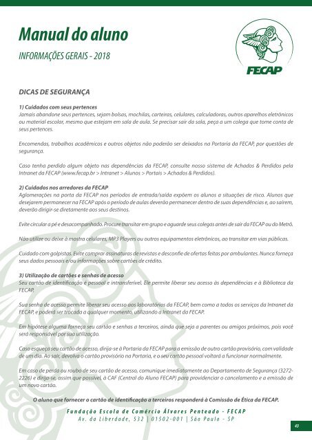 Manual do Aluno FECAP 2018