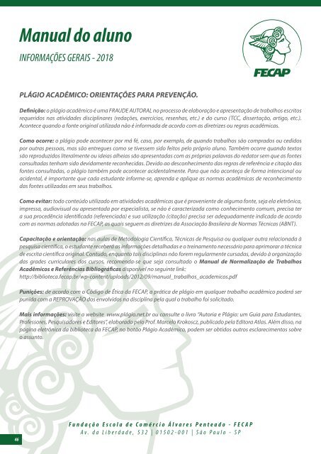 Manual do Aluno FECAP 2018