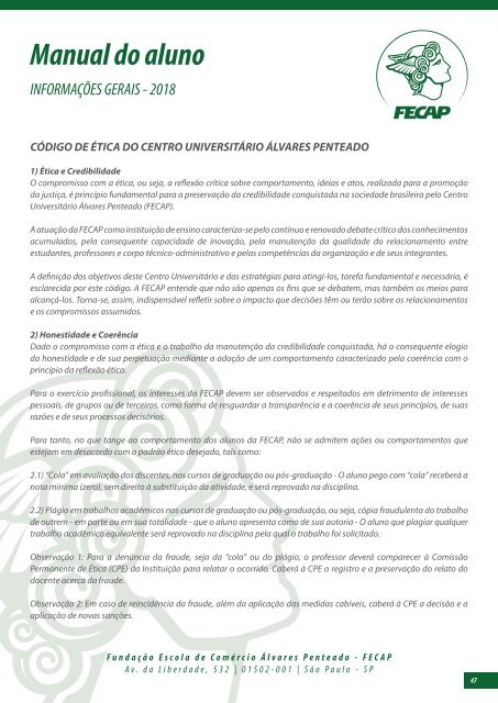 Manual do Aluno FECAP 2018