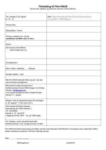 Tilmelding til Film KNUS 2018