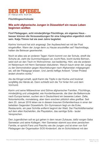 Flüchtlingsschicksale - Wie acht afghanische Jungen in Düsseldorf ein neues Leben beginnen wollten