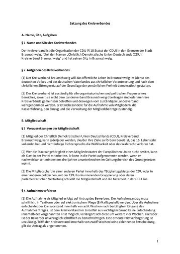 Satzung des Kreisverbandes - CDU Kreisverband Braunschweig