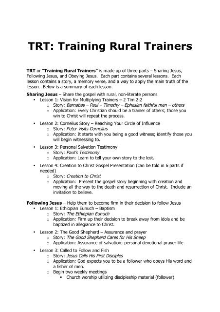 TRT: Training Rural Trainers - Sugar Creek Baptist Church