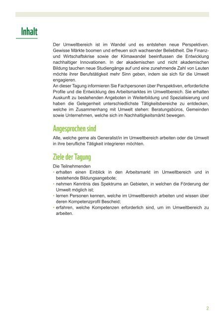 Tagung Umweltjobs - Dienstag, 29. Mai 2018 im Volkshaus Zürich