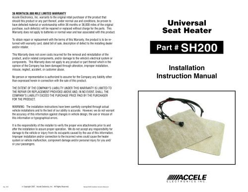 SH200 Installation Instruction Manual