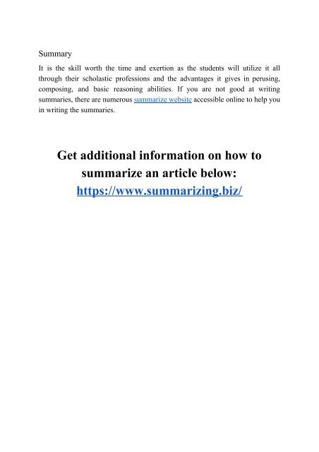 Step-by-Step Rules for Summarize an Article by Yourself