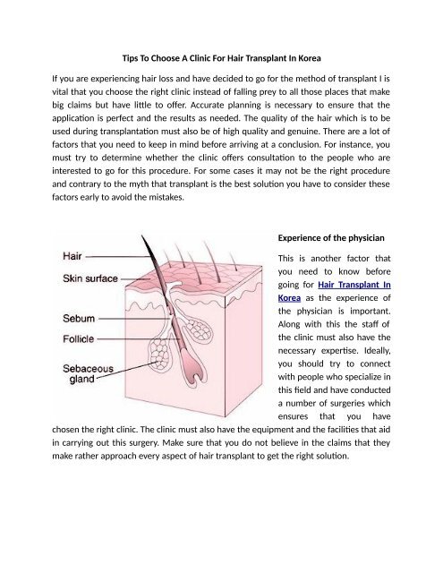 Tips To Choose A Clinic For Hair Transplant In Korea