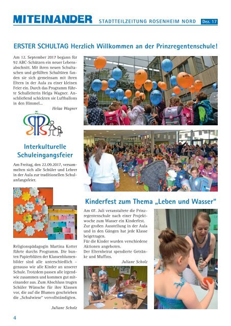 Stadtteilzeitung Rosenheim Nord - Ausgabe Dezember 2017